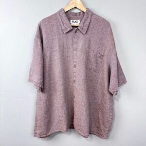 FLAX Linen Button Up Shirt Size L Rose Mauve Lagenlook Minimalist Oversized Top